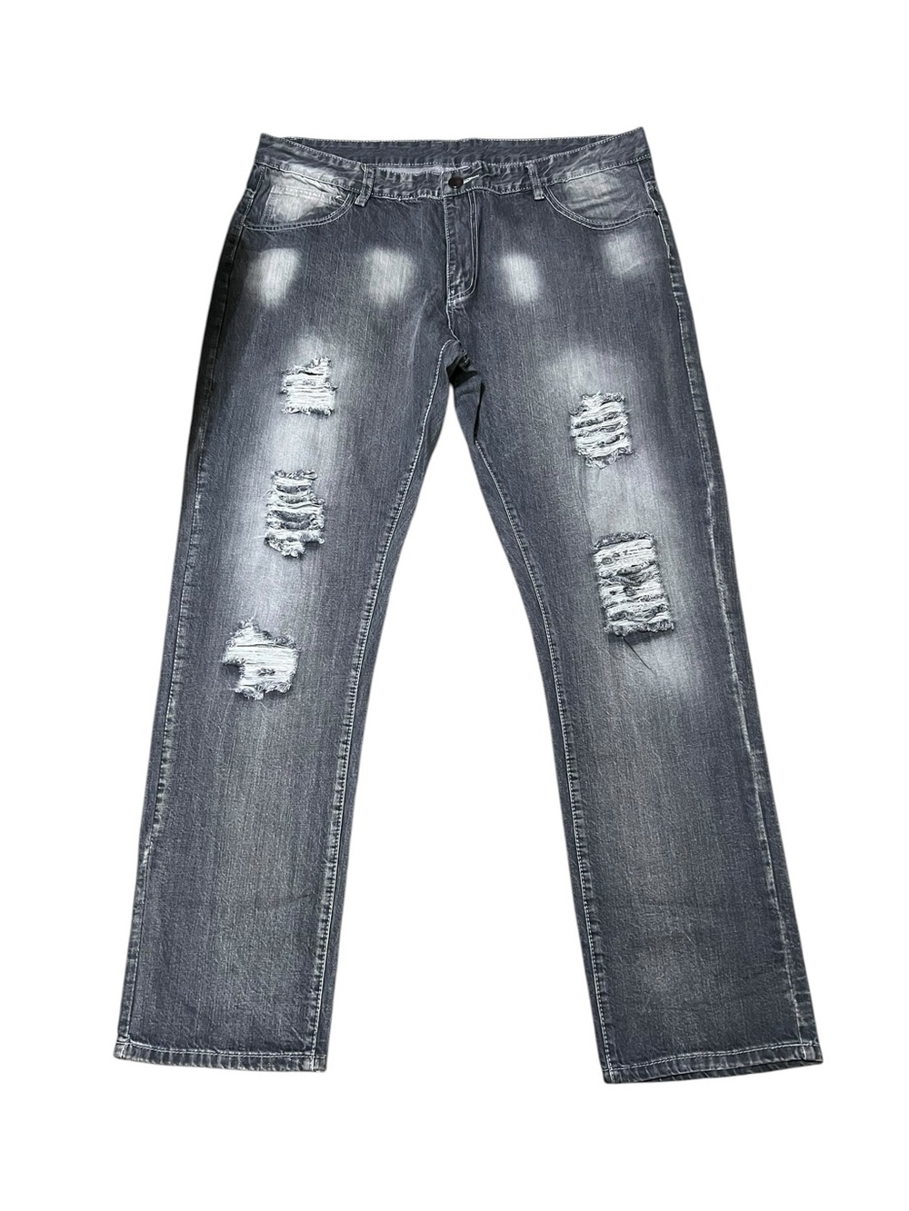 LZLER Gray Ripped Distressed Slim Fit Stretch Jeans Men's Size 40